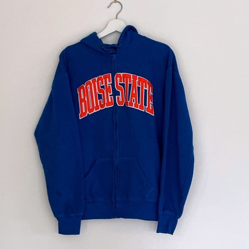 BSU Boise State Broncos Blue Zip Up Hoodie Athletic Sportswear Size Medium